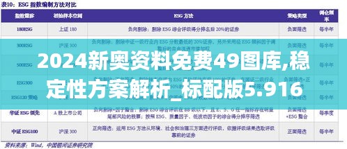 2024新奥资料免费49图库,稳定性方案解析_标配版5.916