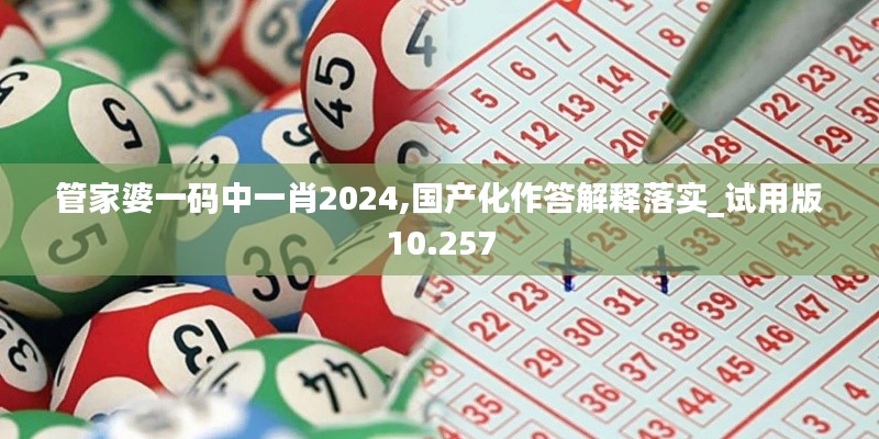 管家婆一码中一肖2024,国产化作答解释落实_试用版10.257