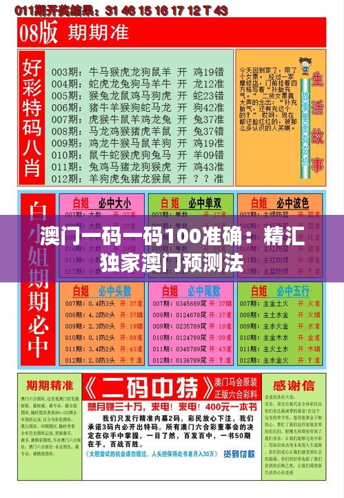 澳门一码一码100准确：精汇独家澳门预测法