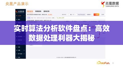 实时算法分析软件盘点：高效数据处理利器大揭秘