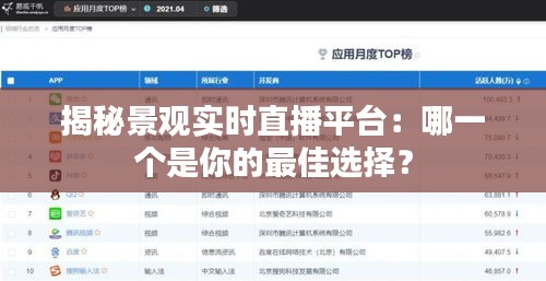 揭秘景观实时直播平台：哪一个是你的最佳选择？