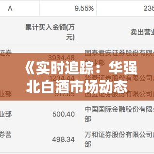 《实时追踪：华强北白酒市场动态报价解析》