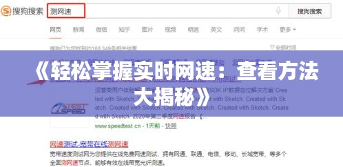 《轻松掌握实时网速：查看方法大揭秘》