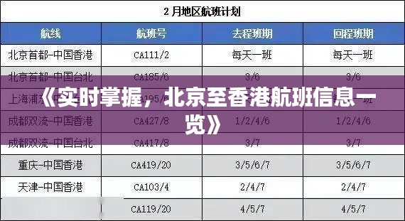 《实时掌握，北京至香港航班信息一览》