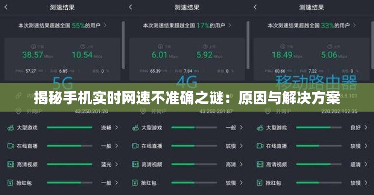 揭秘手机实时网速不准确之谜：原因与解决方案