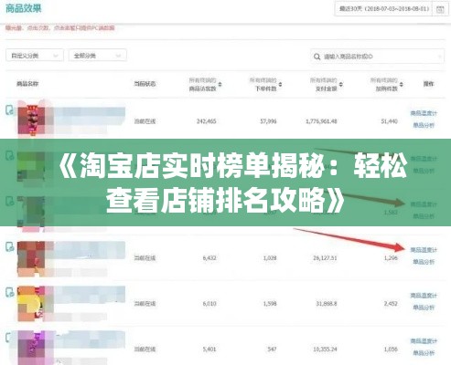 《淘宝店实时榜单揭秘：轻松查看店铺排名攻略》