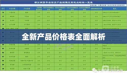 全新产品价格表全面解析