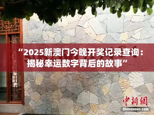 “2025新澳门今晚开奖记录查询：揭秘幸运数字背后的故事”