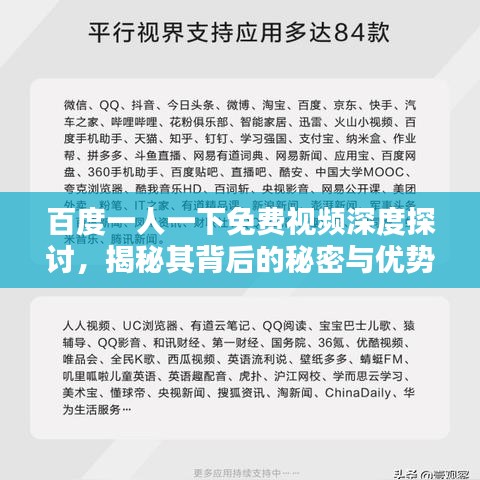 百度一人一下免费视频深度探讨，揭秘其背后的秘密与优势