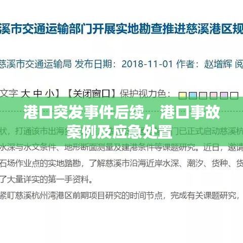 港口突发事件后续，港口事故案例及应急处置 