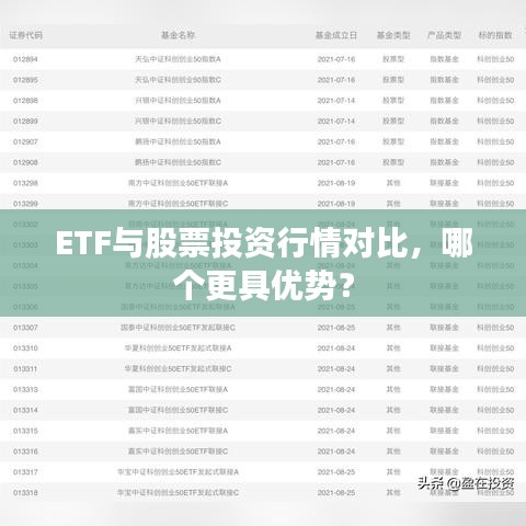 ETF与股票投资行情对比，哪个更具优势？