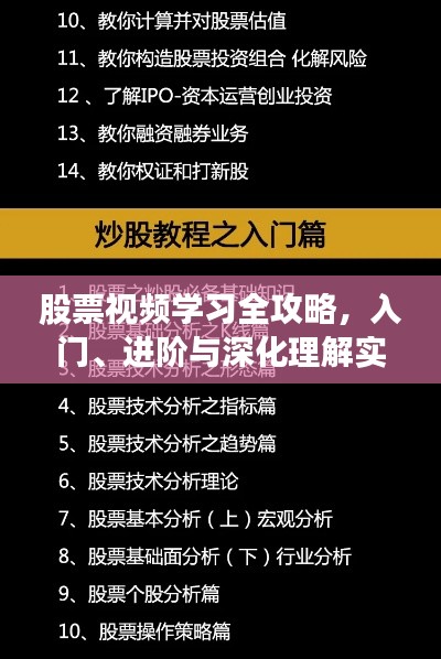 股票视频学习全攻略，入门、进阶与深化理解实战教学