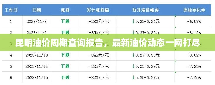 昆明油价周期查询报告，最新油价动态一网打尽