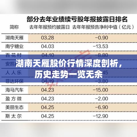 湖南天雁股价行情深度剖析，历史走势一览无余