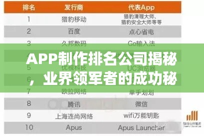 APP制作排名公司揭秘，业界领军者的成功秘诀探索